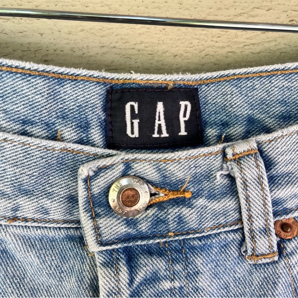 Vintage Gap Denim Shorts 90s Rigid High Waist A Line Cuffed Size 28 - Picture 4 of 5